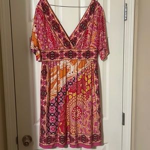 Pink and multi color Maggy London size 14 dress